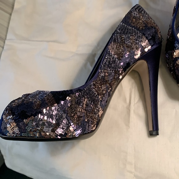 SALVATORE FERRAGAMO Colorblock Sequin Pumps - Picture 6 of 14
